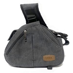 Canvas Camera Sling Bag Crossbody Backpack Gray With Tripod Holder by S-Zone